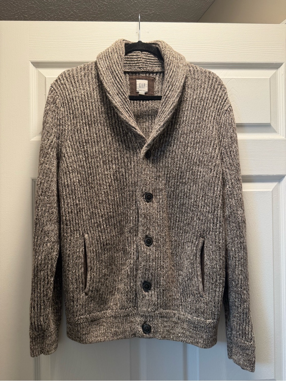 GAP Men's Shawl Collar Cardigan - Taupe Mix
